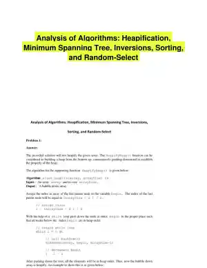Analysis of Algorithms: Heapification, Minimum Spanning Tree, Inversions, Sorting, and Random-Select