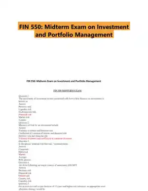 FIN 550: Midterm Exam on Investment and Portfolio Management