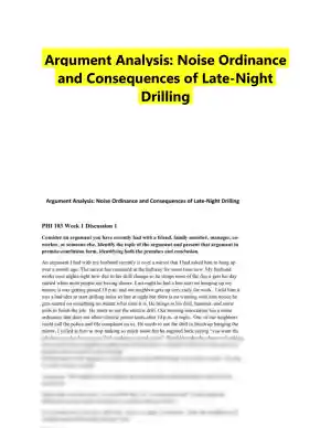 Argument Analysis: Noise Ordinance and Consequences of Late-Night Drilling
