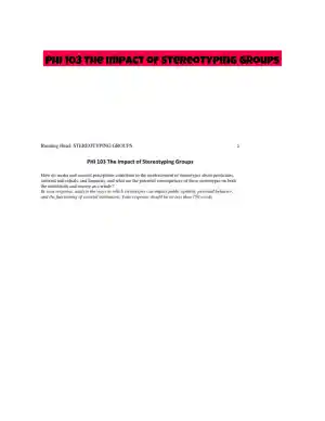 PHI 103 The Impact of Stereotyping Groups
