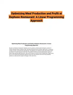 Optimizing Meal Production and Profit at Rayhoon Restaurant: A Linear Programming Approach