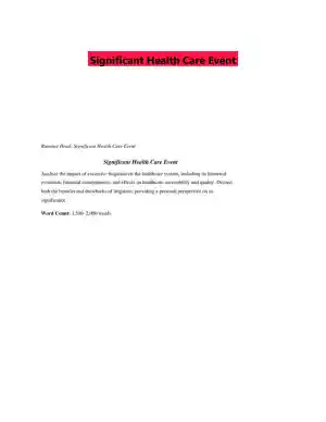 Significant Health Care Event