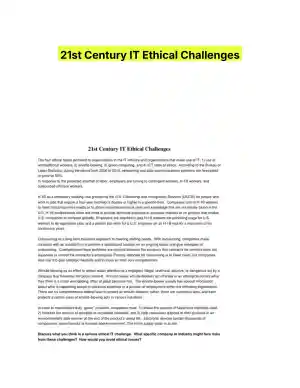 21st Century IT Ethical Challenges