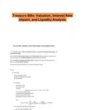 Treasury Bills: Valuation, Interest Rate Impact, and Liquidity Analysis