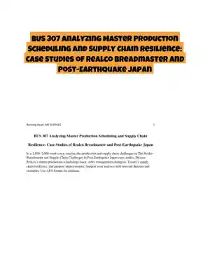 BUS 307 Analyzing Master Production Scheduling and Supply Chain Resilience
