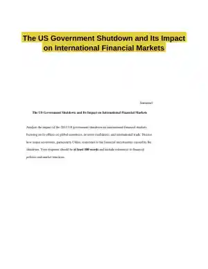 The US Government Shutdown and Its Impact on International Financial Markets