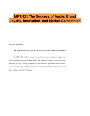 MKT/421 The Success of Apple: Brand Loyalty, Innovation, and Market Competition