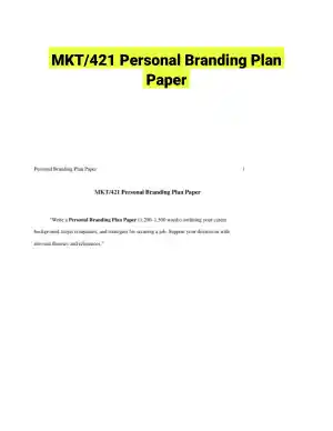 MKT/421 Personal Branding Plan Paper