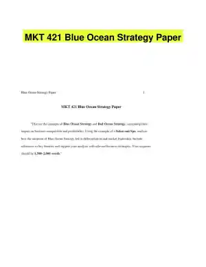 MKT 421 Blue Ocean Strategy Paper