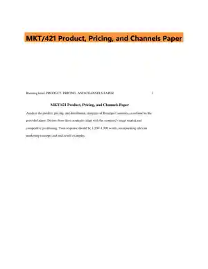 MKT/421 Product, Pricing, and Channels Paper