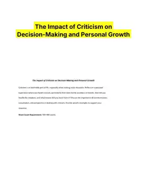 The Impact of Criticism on Decision-Making and Personal Growth