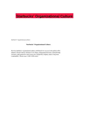 Starbucks� Organizational Culture