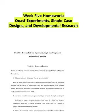 Week Five Homework: Quasi-Experiments, Single-Case Designs, and Developmental Research