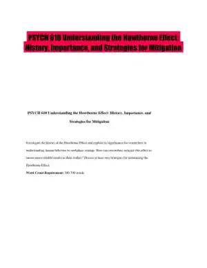 PSYCH 610 Understanding the Hawthorne Effect: History, Importance, and Strategies for Mitigation