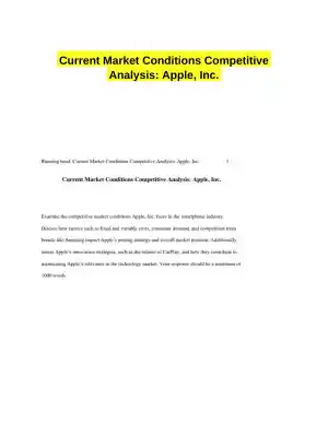 Current Market Conditions Competitive Analysis: Apple, Inc.
