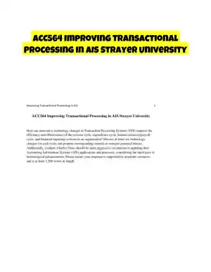ACC564 Improving Transactional Processing in AIS Strayer University