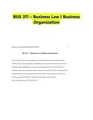BUS 311 � Business Law I Business Organization