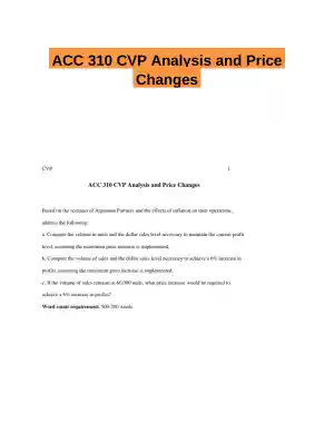 ACC 310 CVP Analysis and Price Changes