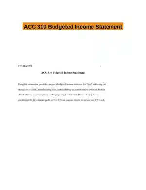 ACC 310 Budgeted Income Statement