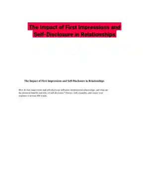 The Impact of First Impressions and Self-Disclosure in Relationships