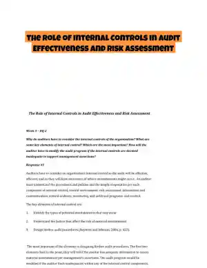 The Role of Internal Controls in Audit Effectiveness and Risk Assessment