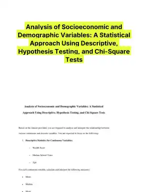 Analysis of Socioeconomic and Demographic Variables: Descriptive, Hypothesis Testing, and Chi-Square Tests