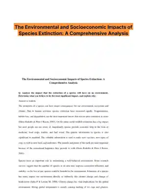 The Environmental and Socioeconomic Impacts of Species Extinction: A Comprehensive Analysis