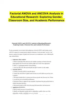 Factorial ANOVA and ANCOVA Analysis in Educational Research: Exploring Gender, Classroom Size, and Academic Performance