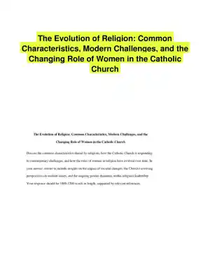 The Evolution of Religion: Common Characteristics, Modern Challenges, and the Changing Role of Women in the Catholic Church