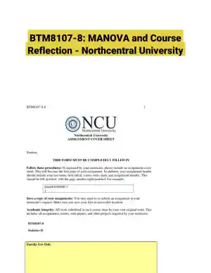 BTM8107-8: MANOVA and Course Reflection - Northcentral University
