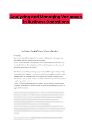 Analyzing and Managing Variances in Business Operations