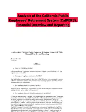 Analysis of the California Public Employees� Retirement System (CalPERS): Financial Overview and Reporting