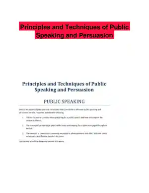Principles and Techniques of Public Speaking and Persuasion