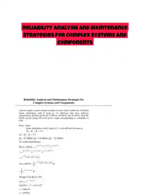 Reliability Analysis and Maintenance Strategies for Complex Systems and Components