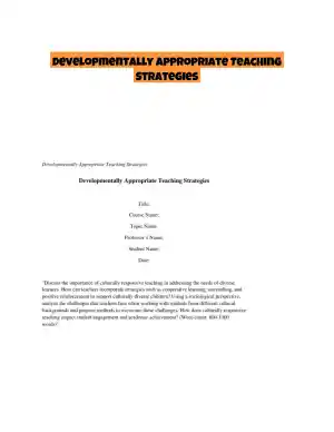 Developmentally Appropriate Teaching Strategies