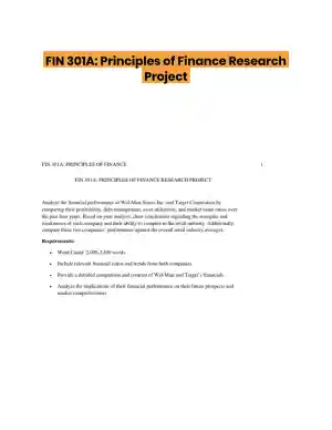 FIN 301A: Principles of Finance Research Project