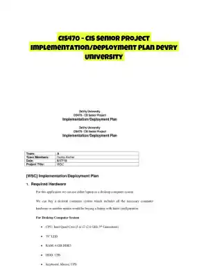CIS470 - CIS Senior Project Implementation/Deployment Plan DeVry University