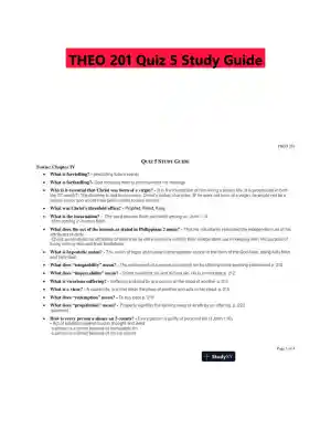 THEO 201 Quiz 5 Study Guide