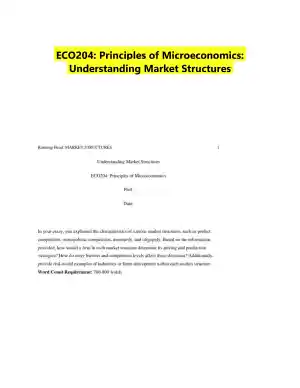 ECO204: Principles of Microeconomics: Understanding Market Structures