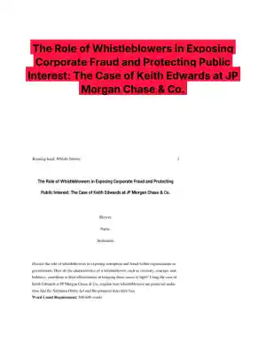 The Role of Whistleblowers in Exposing Corporate Fraud and Protecting Public Interest: The Case of Keith Edwards at JP Morgan Chase & Co.