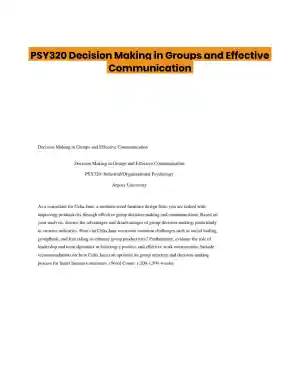 PSY320 Decision Making in Groups and Effective Communication