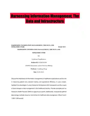 Harnessing Information Management, The Data and Infrastructure