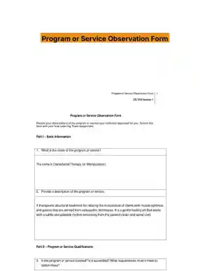 Program or Service Observation Form