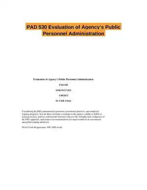 PAD 530 Evaluation of Agency�s Public Personnel Administration