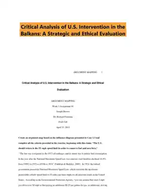 Critical Analysis of U.S. Intervention in the Balkans: A Strategic and Ethical Evaluation