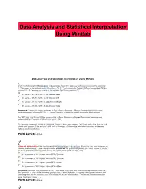 Data Analysis and Statistical Interpretation Using Minitab