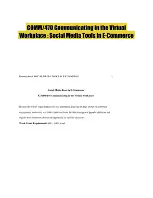 COMM/470 Communicating in the Virtual Workplace : Social Media Tools in E-Commerce