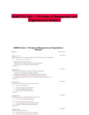 MGMT310 Quiz 1: Principles of Management and Organizational Behavior