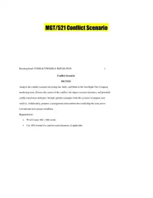 MGT/521 Conflict Scenario