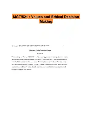 MGT/521 : Values and Ethical Decision Making